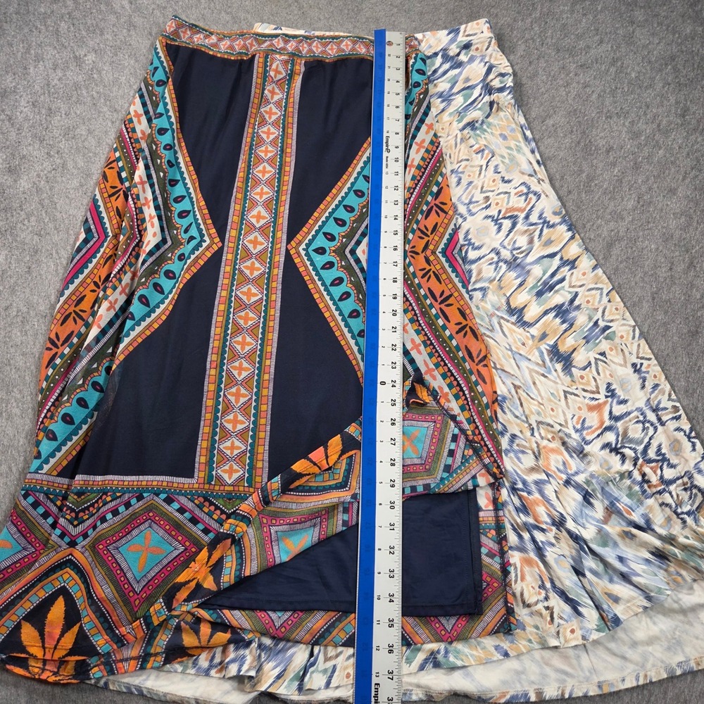 Chicos Maxi Skirt Bundle Set Womens Size 1 Medium Geometric Ikat Boho Print - Picture 5 of 6